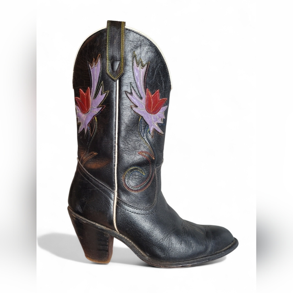 Vintage Miss Capezio Floral Embroidered Western Boots 9